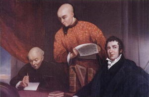 Robert Morrison translating the Bible (1830). Forrás: http://commons.wikimedia.org/wiki/File:Morrison_translating_the_Bible.png
